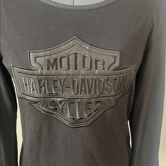 NWT Harley-Davidson Size L Black Long Sleeve Top Bar & Shield Logo Embroidered - Picture 5 of 16